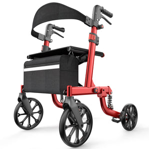 4 Wheels Rollator Walker with Seat & Shock Absorption for Seniors