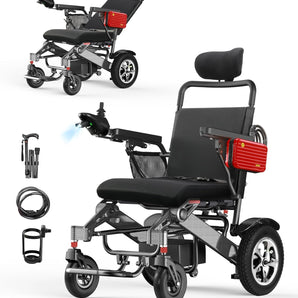 30 Miles Reclining Lightweight Foldable Portable All Terrain Power Electric Wheelchair