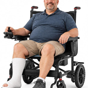 22"  Widest All Terrain Power Lightweight Foldable Motorized Wheelchair